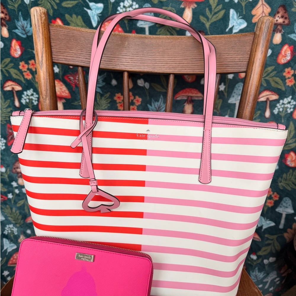 Kate Spade Vibrant Pink and Red Tote